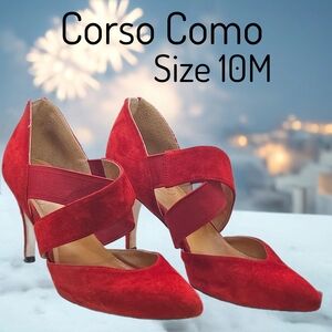 Corso Como Collette Elegant Red Suede Heels Size 10M